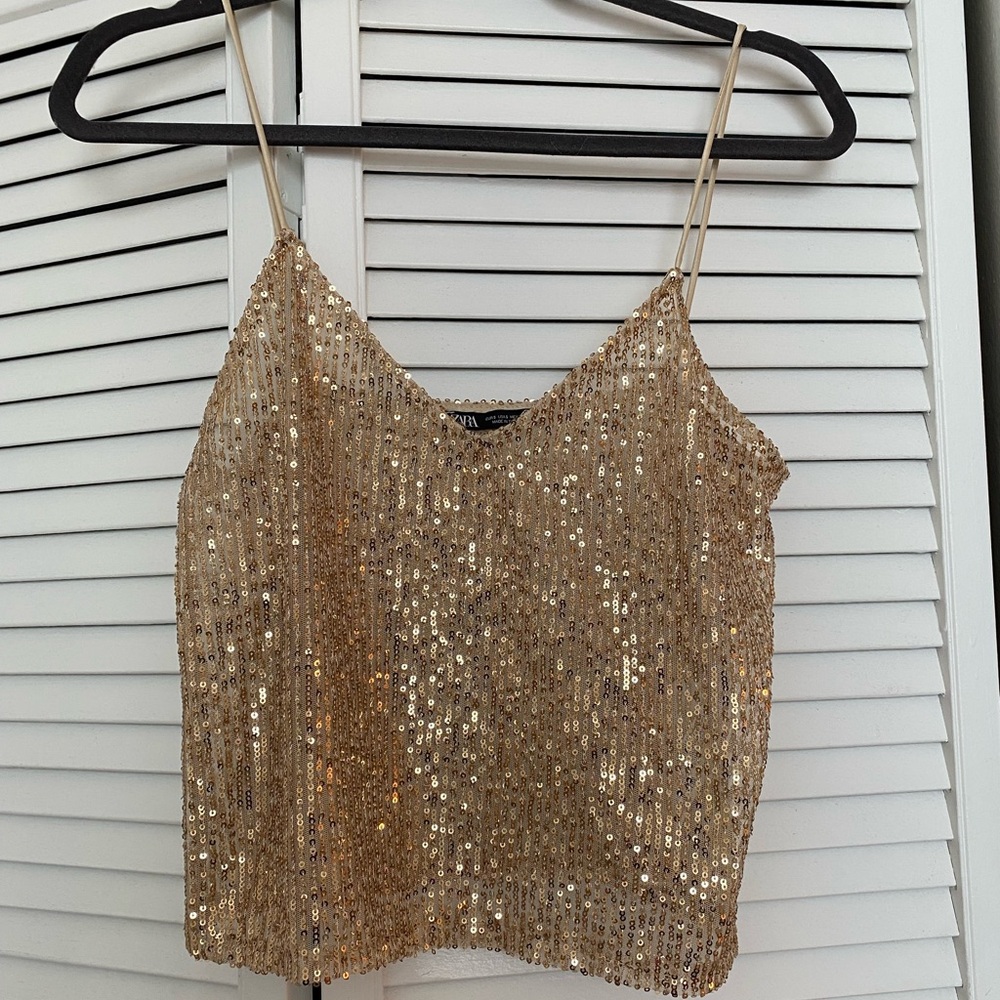 Gold Sequin Women's Top Zara